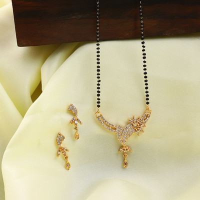 Anika's Creation Brass Gold-plated White Jewellery Set(Pack of 3)