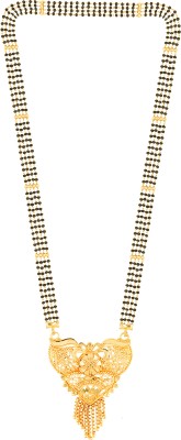 MEENAZ Traditional Black Bead Long Chain Nallapusalu Tanmaniya Mangalsutra for Women Alloy, Zinc, Copper, Metal, Crystal, Mother of Pearl, Brass Mangalsutra