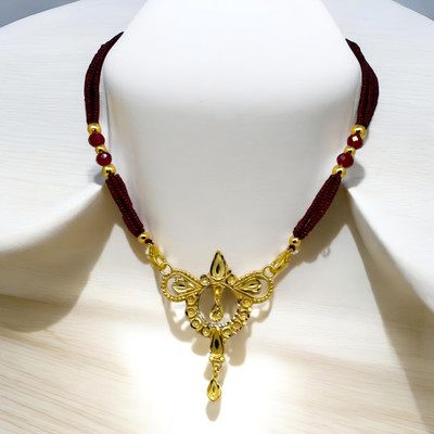 MSN Brass Gold-plated Maroon, Gold, Red Jewellery Set(Pack of 1)