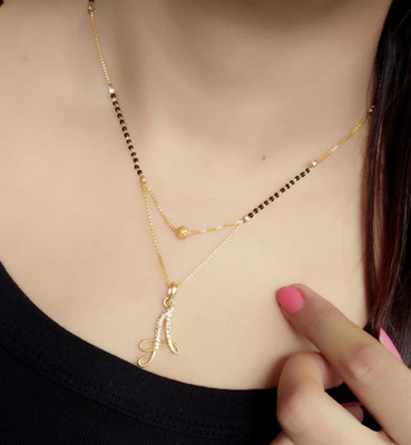 CLONEO A Letter Alphabet Word Diamond Attached 18 Inch Alloy Mangalsutra