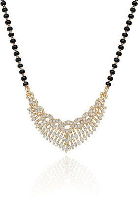Nilu's Collection Nilu's Collection Rose Gold Plated Mangalsutra with Black Beads For Women Copper Mangalsutra