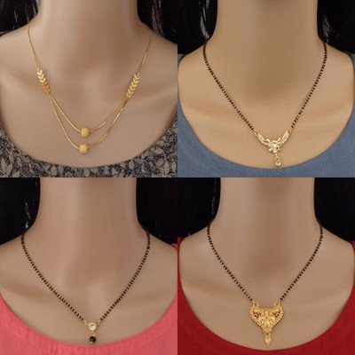 Dency Designer Alloy Gold Plated Mangalsutra For Women and Girls Pack of 4 Alloy Mangalsutra