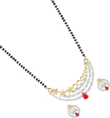 M Creation Alloy Gold-plated Black, White, Pink Jewellery Set(Pack of 1)