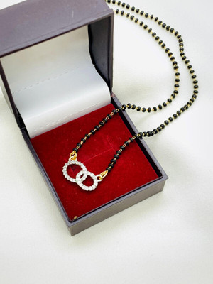 Temora American Diamond Short Mangalsutra For Women Brass Mangalsutra