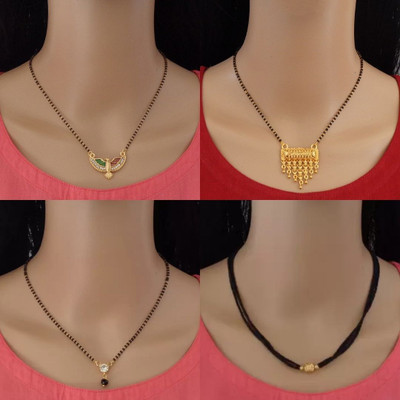 RAMDEV ART FASHION JEWELLERY Designer Alloy Gold Plated Mangalsutra For Women and Girls Pack of 4 Alloy Mangalsutra