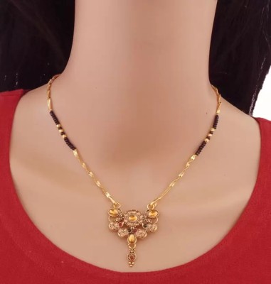 Dency Black Beads Mangalsutra For Women Brass, Alloy, Copper Mangalsutra