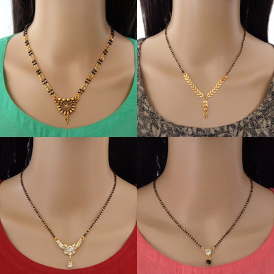RAMDEV ART FASHION JEWELLERY Pack Of 4 Gold Plated Mangalsutra Tanmaniya For Women Alloy Mangalsutra