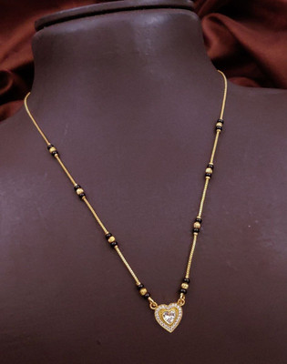S K D J Heart shape 18 inch short pendal mangalsutra necklace for women Brass Mangalsutra