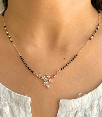 kvmcreation Elegant CZ Leaf Design Mangalsutra for Women & Girls Alloy Mangalsutra