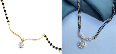 Temora Fancy Designer Women's Silver Plated Mangalsutra Pendant with Chain Alloy Mangalsutra