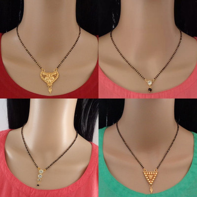 Dency Designer Alloy Gold Plated Mangalsutra For Women and Girls Pack of 4 Alloy Mangalsutra