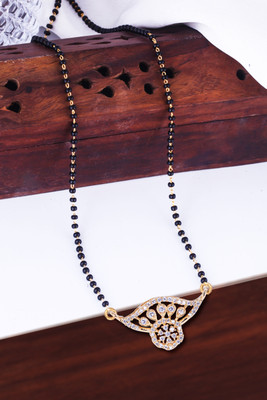 MEENAZ Mangalsutra for women Simple Design Short Chain Ad golden magalsutra 1 gram gold Brass, Copper, Metal, Crystal, Stone Mangalsutra