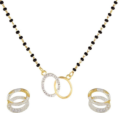 Anamya Alloy Gold-plated Black Jewellery Set(Pack of 1)