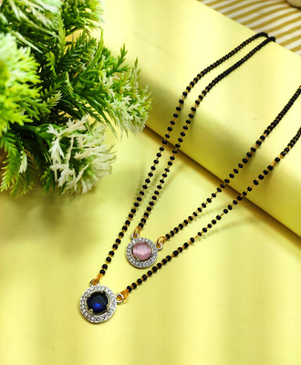 Divyanshi Collection Combo Pack Of Silver Plated Ad Mangalsutra Brass Mangalsutra