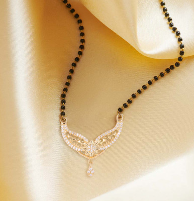 Miami Mangalsutra for women Simple Design Short Chain Ad golden magalsutra 1 gram gold Brass, Copper, Metal, Crystal, Stone Mangalsutra
