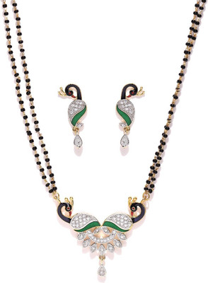 Anamya Alloy Gold-plated Black Jewellery Set(Pack of 1)