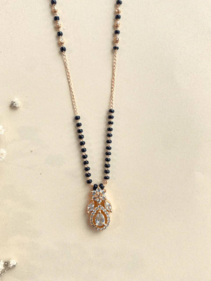 LEEJIFASHION Beautiful AD Mangalsutra with 18 Inch Chain for Women Brass Mangalsutra