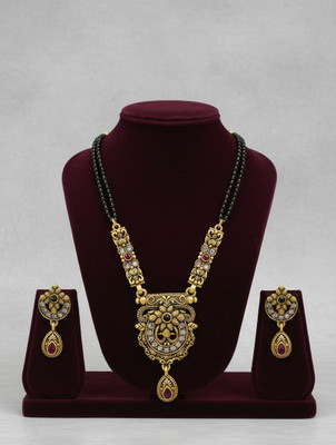 Diyaana Diyaana Creation Gold Plated Mangalsutra Traditional Black Bead Chain. Brass Mangalsutra