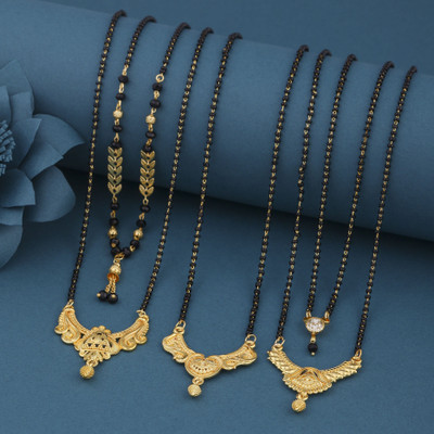 VEMISHTI American Diamond Short Mangalsutra For Women Brass, Crystal Mangalsutra