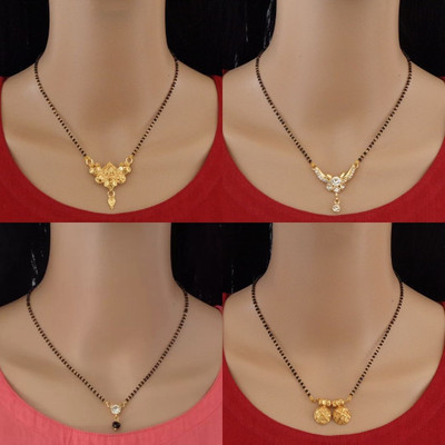 RAMDEV ART FASHION JEWELLERY Designer Alloy Gold Plated Mangalsutra For Women and Girls Pack of 4 Alloy Mangalsutra
