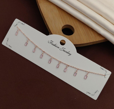 immitation Rose Gold Plated Designer Dangle Choker with Baguette/Rectangle A.D. Stones Silver Tanmaniya