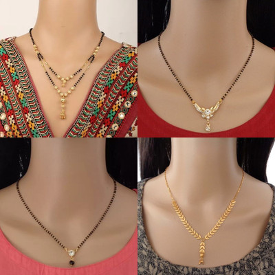 Dency Stylish Alloy Gold Plated Mangalsutra Tanmaniya For Women Alloy Mangalsutra
