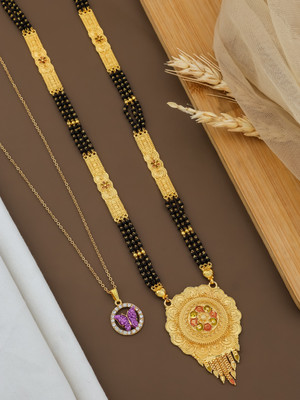 Rohit Fashion Trending Brass Gold Pleated Matte Mangalsutra With Pendant Set For Womens Wear Brass Mangalsutra