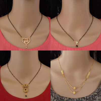 Dency Designer Alloy Gold Plated Mangalsutra For Women and Girls Pack of 4 Alloy Mangalsutra