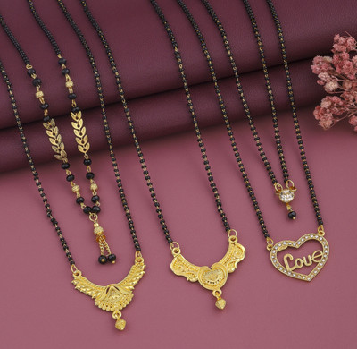 VEMISTHI combo of 5 Brass, Crystal Mangalsutra