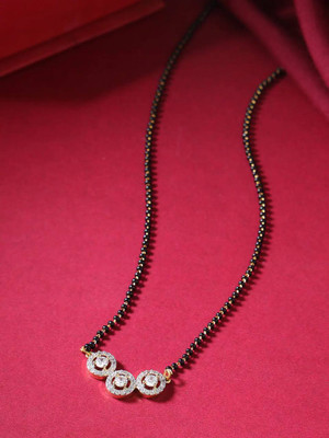 tanu Fashion Round Shape Pendant American Diamond Attached 18 Inch Alloy Mangalsutra