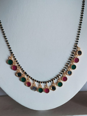 MandM Fashion Diva GreRd_BlkBds_MGLS Alloy Mangalsutra