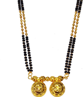 Adhira's Stylish Designer Black & Golden chain mangalsutra tanmaniya for Women 36 inch Alloy Mangalsutra