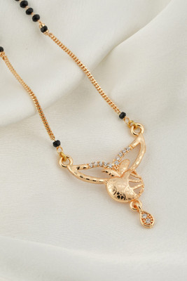 MAME CREATION Traditional Gold Plated AD Diamond Mangalsutra for Women Alloy Mangalsutra