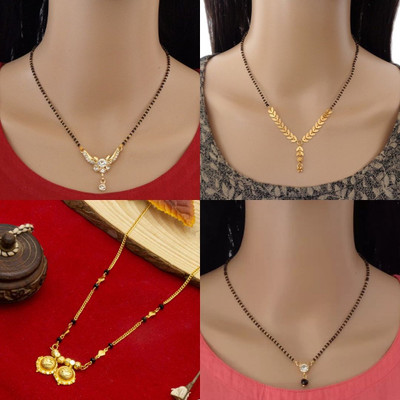 RAMDEV ART FASHION JEWELLERY Alloy Gold-plated Gold, Black Jewellery Set(Pack of 4)