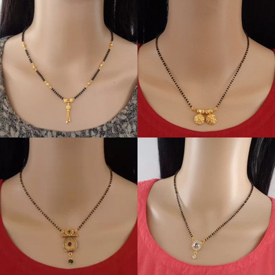 RAMDEV ART FASHION JEWELLERY Pack of 4 Alloy Gold Plated Mangalsutra For Women and Girls Alloy Mangalsutra