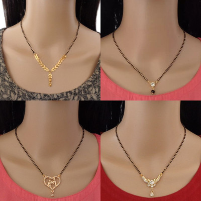Dency Designer Alloy Gold Plated Mangalsutra For Women and Girls Pack of 4 Alloy Mangalsutra