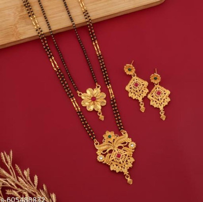 jizshou Brass Gold-plated Gold, Black Jewellery Set(Pack of 2)