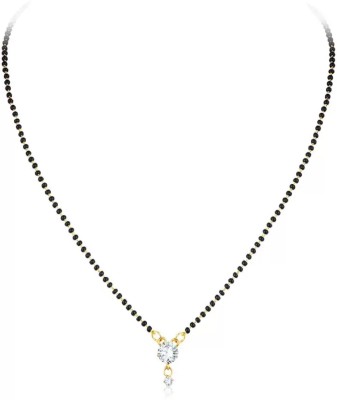 QNAM QNAM Black Crystal Ball With White Stone mangalsutra Alloy Mangalsutra