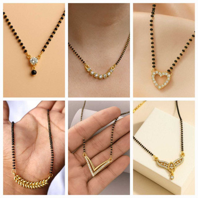 ELCETRATD JEWELLERY shimmering beautiful tanmaniya PACK OF 6 combo for women Alloy Mangalsutra