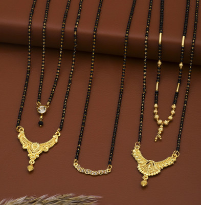 VEMISTHI combo of 5 Brass, Crystal Mangalsutra