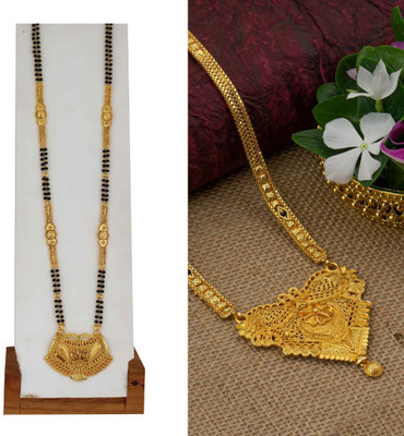 Dency Gold plated Mangalsutra Set Pack Of 2 For Wedding / Daily Use Brass Mangalsutra