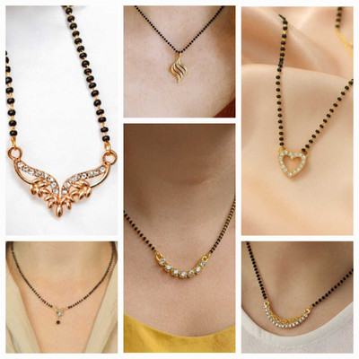 ELCETRATD JEWELLERY shimmering beautiful tanmaniya PACK OF 6 combo for women Alloy Mangalsutra