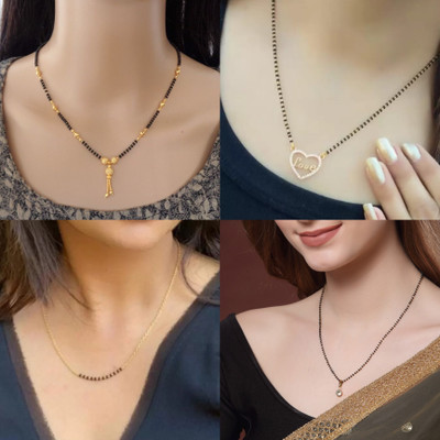 BOGHRA SALES American Diamond Gold Plated Combo of 4 Mangalsutra For Women Alloy Mangalsutra