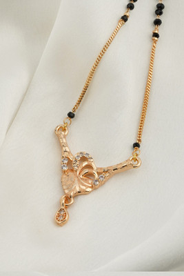 MAME CREATION Traditional Gold Plated AD Diamond Mangalsutra for Women Alloy Mangalsutra