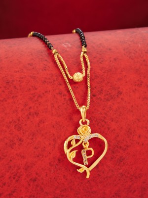 BOGHRA SALES Excellent P Letter Diamond Gold Heart Mangalsutra For Women,Girls Alloy, Copper Mangalsutra