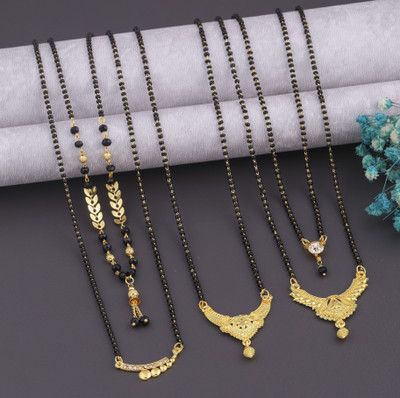 VEMISTHI combo of 5 Brass, Crystal Mangalsutra