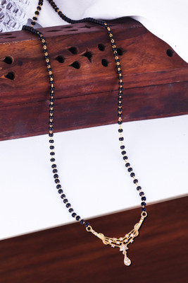 MEENAZ Mangalsutra for women Simple Design Short Chain Ad golden magalsutra 1 gram gold Brass, Copper, Metal, Crystal, Stone Mangalsutra