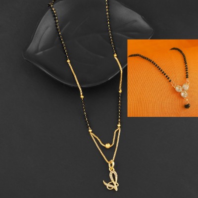 CLONEO V Letter name Pendant Alphabet Mangalsutra & Diamond Mangalsutra Combo Alloy Mangalsutra