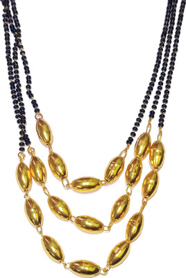 Shrungarika Designer Black & Golden New Gahu Mani Mangalsutra Long Tanmaniya Women 36 inch Alloy Mangalsutra
