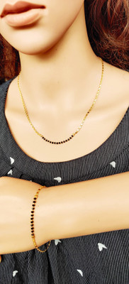 CHARLI ART JEWELLERY Gold Plated American Diamond Cristal Combo Mangalsutra For Women.. Alloy Mangalsutra